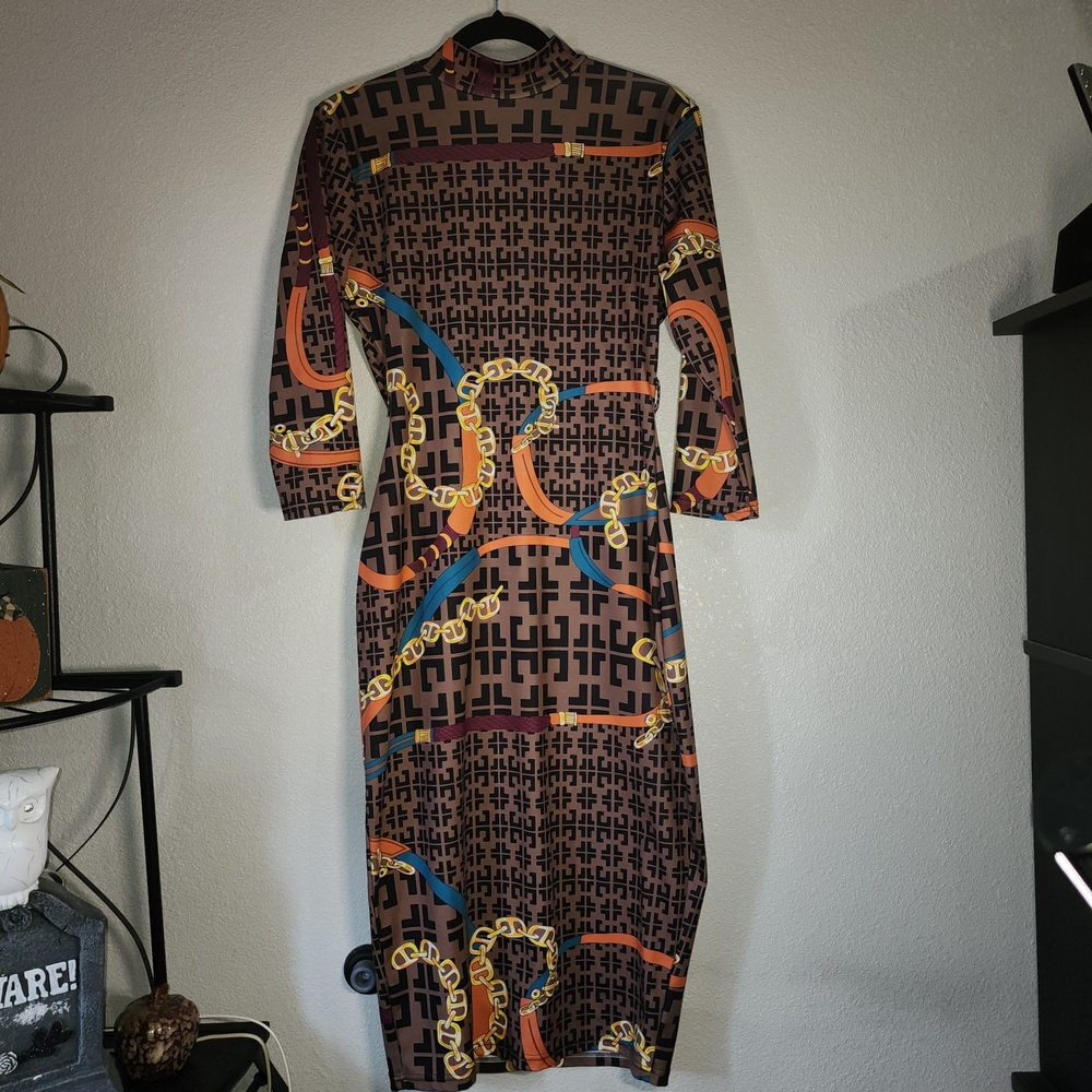 Geometric Patterned Midi Dress